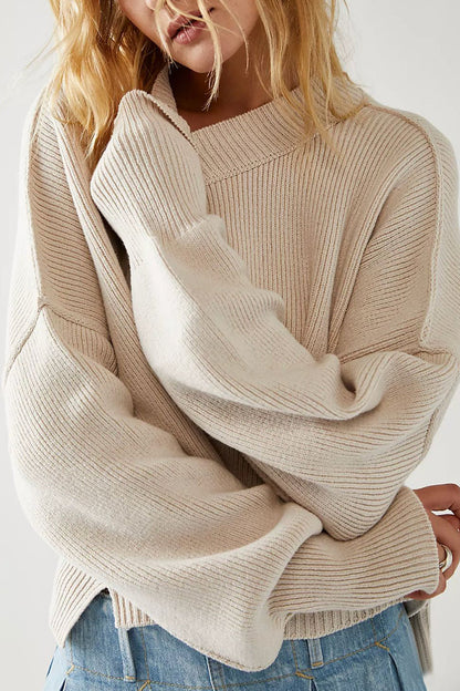 Tops casuales de cuello redondo con parches sólidos