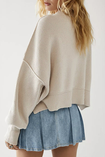 Tops casuales de cuello redondo con parches sólidos