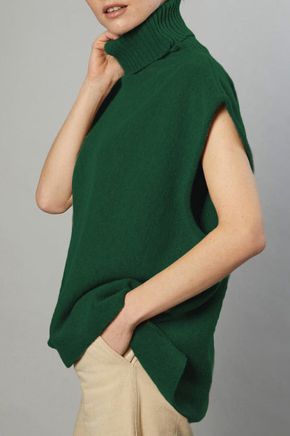 Tops de cuello alto con patchwork liso estilo británico