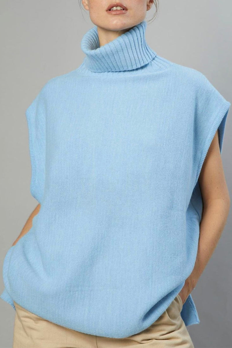 Tops de cuello alto con patchwork liso estilo británico