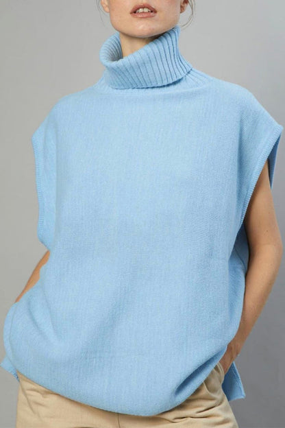 Tops de cuello alto con patchwork liso estilo británico