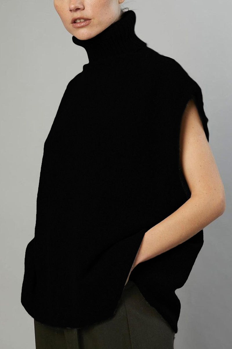 Tops de cuello alto con patchwork liso estilo británico