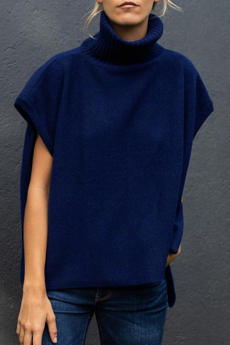 Tops de cuello alto con patchwork liso estilo británico