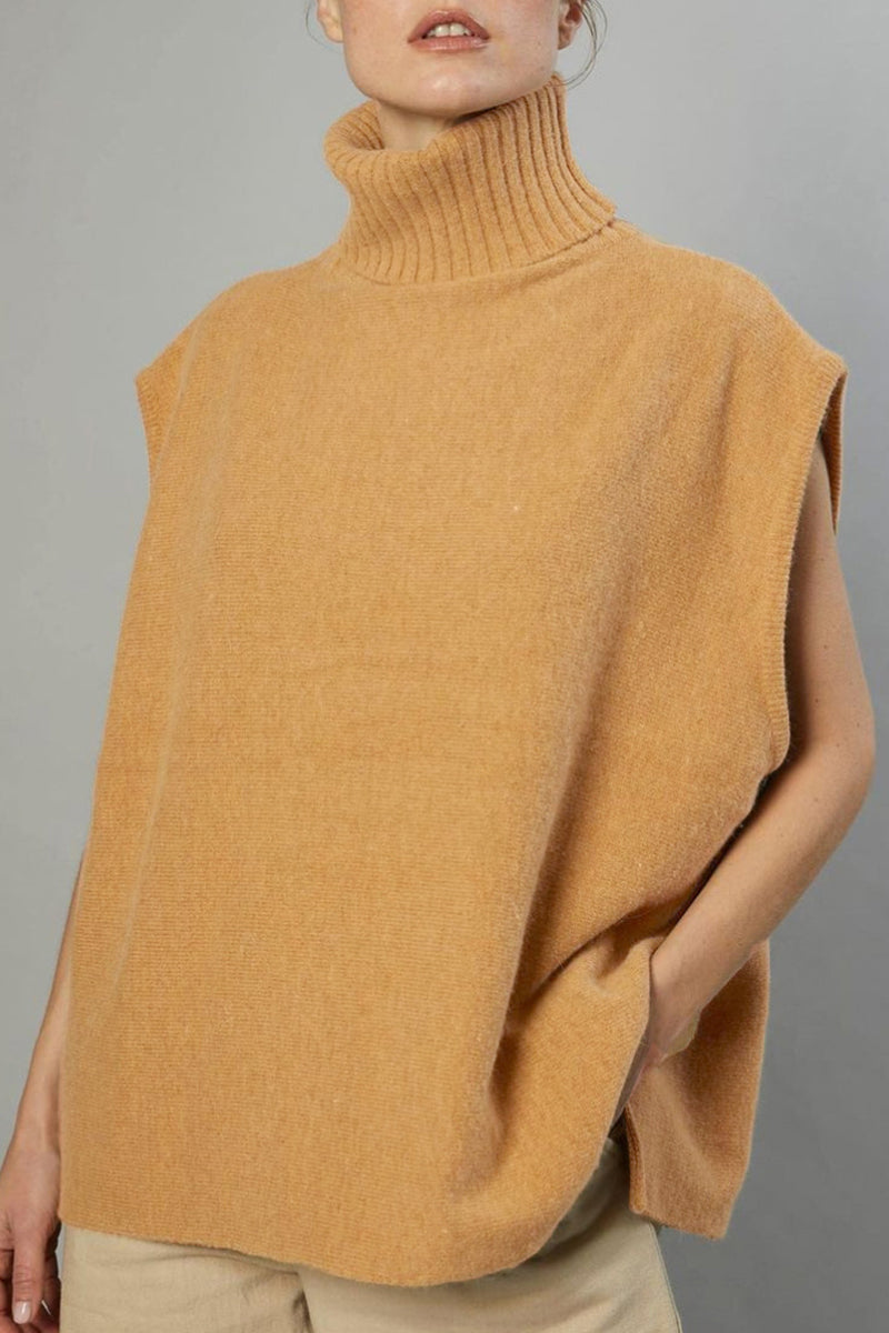 Tops de cuello alto con patchwork liso estilo británico