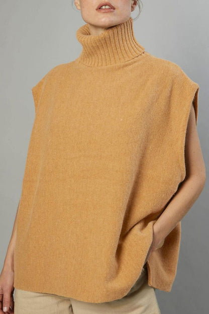 Tops de cuello alto con patchwork liso estilo británico