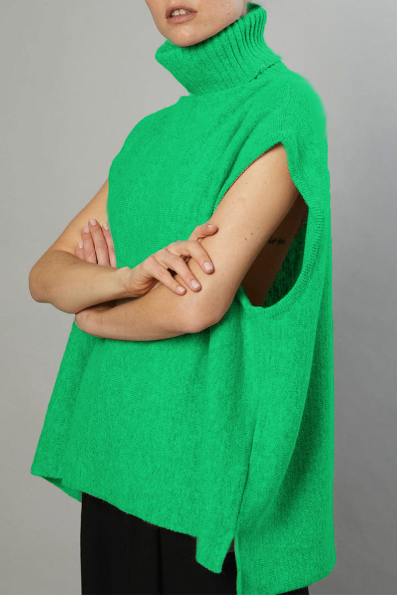 Tops de cuello alto con patchwork liso estilo británico
