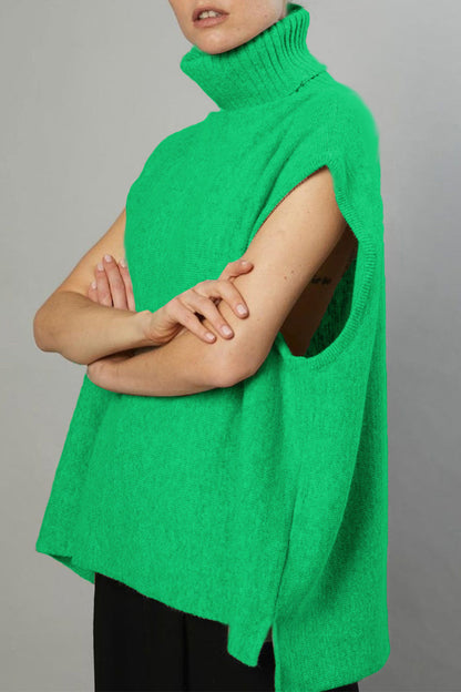 Tops de cuello alto con patchwork liso estilo británico