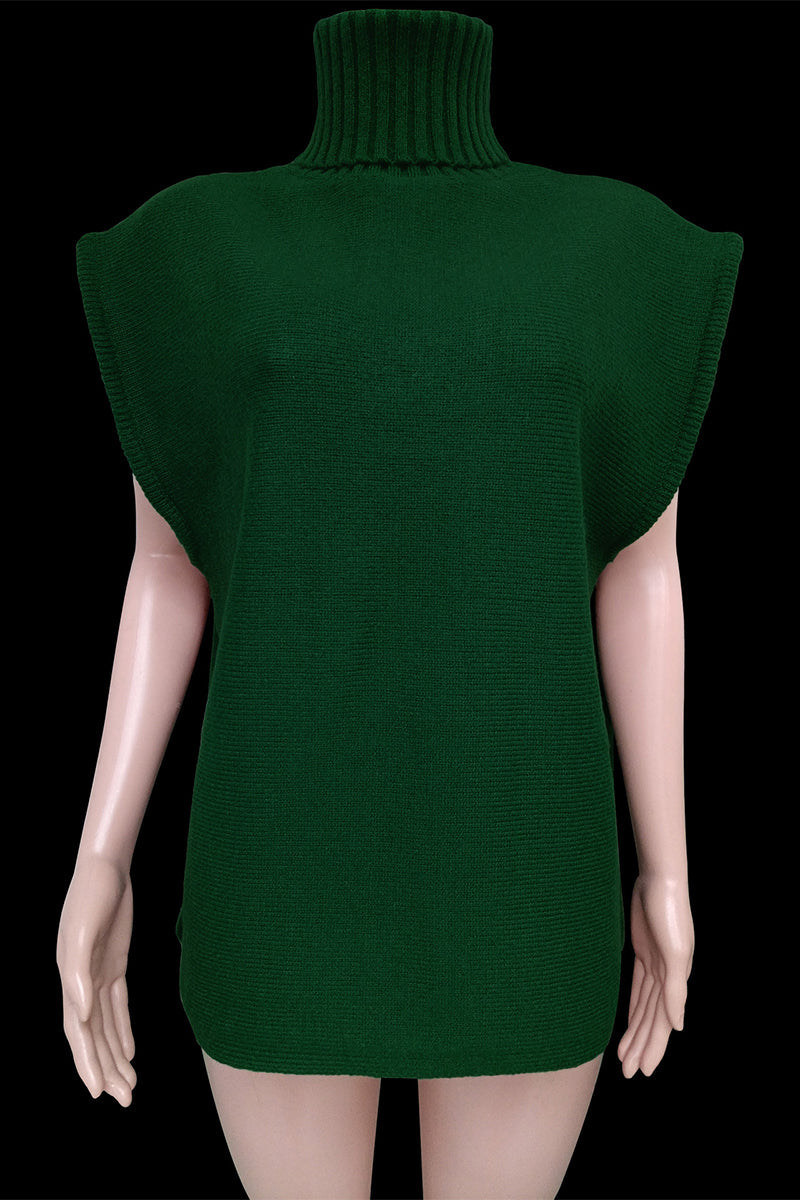 Tops de cuello alto con patchwork liso estilo británico