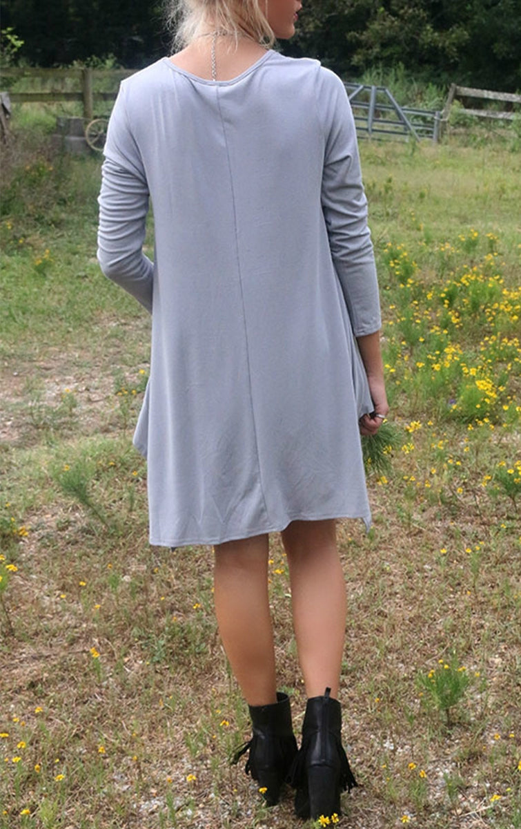 Tops casuales asimétricos de cuello redondo y sólidos