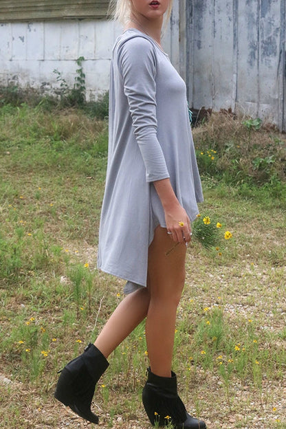 Tops casuales asimétricos de cuello redondo y sólidos