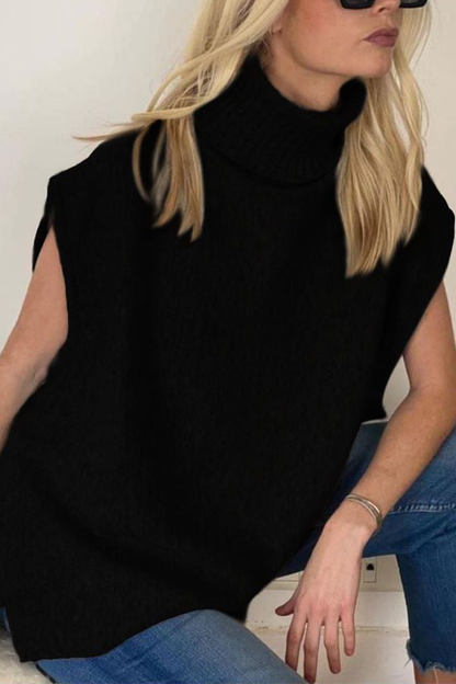 Tops de cuello alto con patchwork liso estilo británico