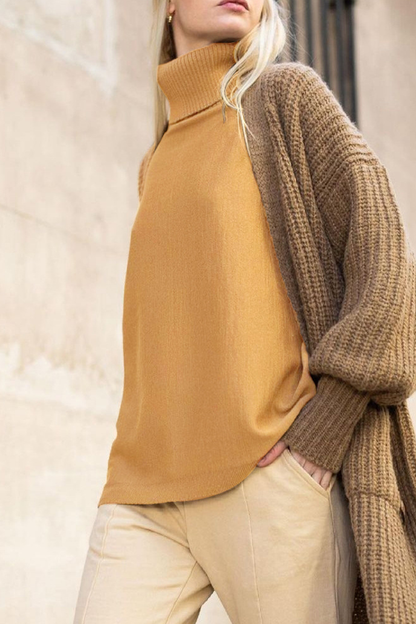 Tops de cuello alto con patchwork liso estilo británico
