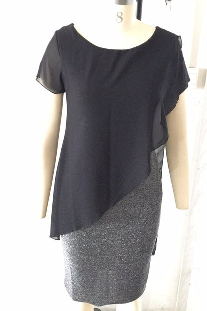 Sexy Color Block Sequins O Neck One Step Skirt Dresses