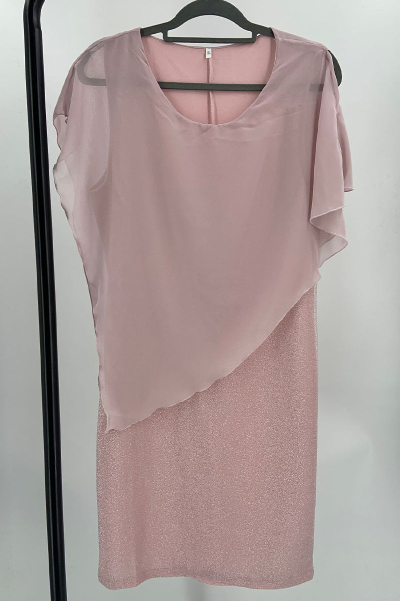 Sexy Color Block Sequins O Neck One Step Skirt Dresses