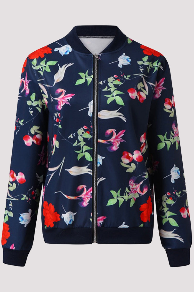 Prendas de abrigo informales con cuello redondo y diseño de patchwork floral