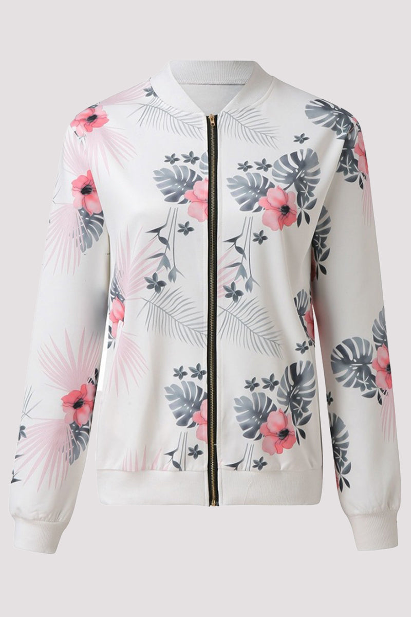 Prendas de abrigo informales con cuello redondo y diseño de patchwork floral