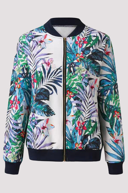 Prendas de abrigo informales con cuello redondo y diseño de patchwork floral