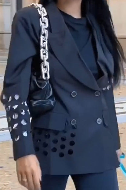 Prendas de abrigo elegantes de cuello vuelto, lisas y ahuecadas