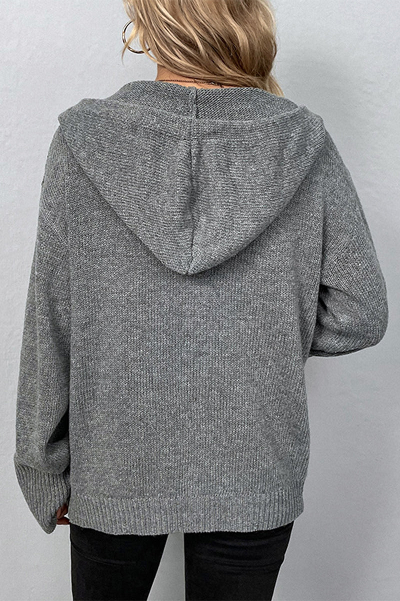 Casual Solid Buttons Hooded Collar Cardigans(8 Colors)