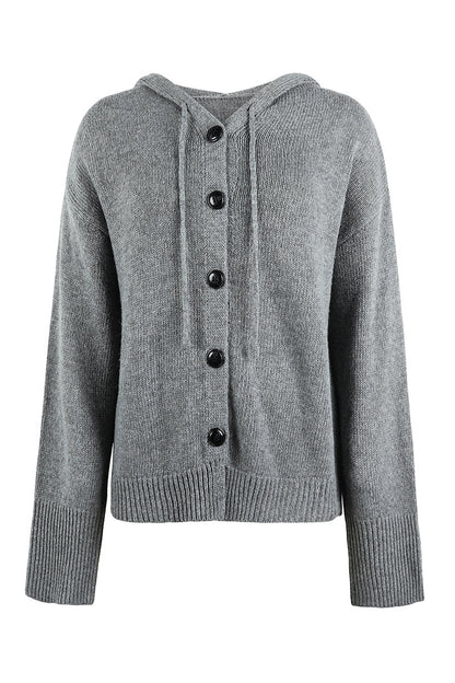 Casual Solid Buttons Hooded Collar Cardigans(8 Colors)
