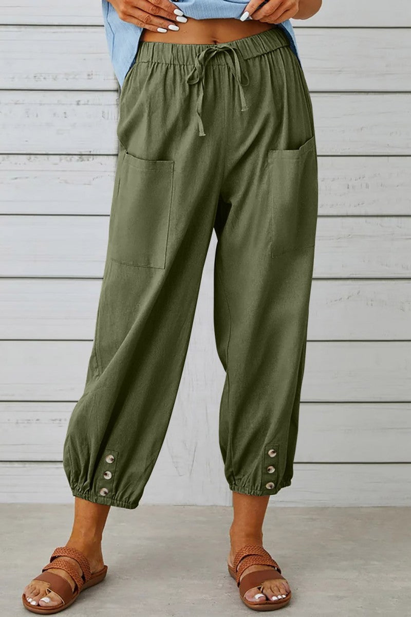 Casual Solid Patchwork Regular High Waist Conventional Solid Color Trousers(10 Colors)