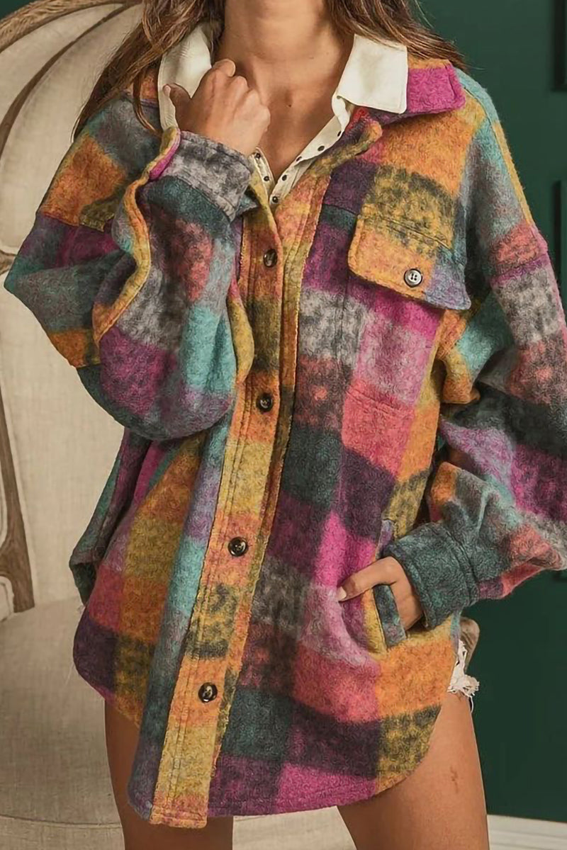 Sexy Color Block Contrast Turndown Collar Blouses(3 Colors)