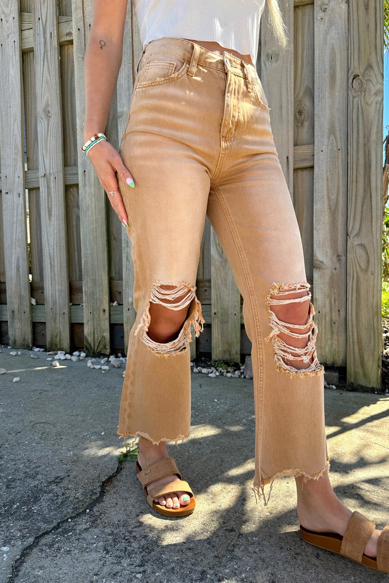 Vaqueros de mezclilla regulares de cintura alta con parches rotos y sólidos casuales