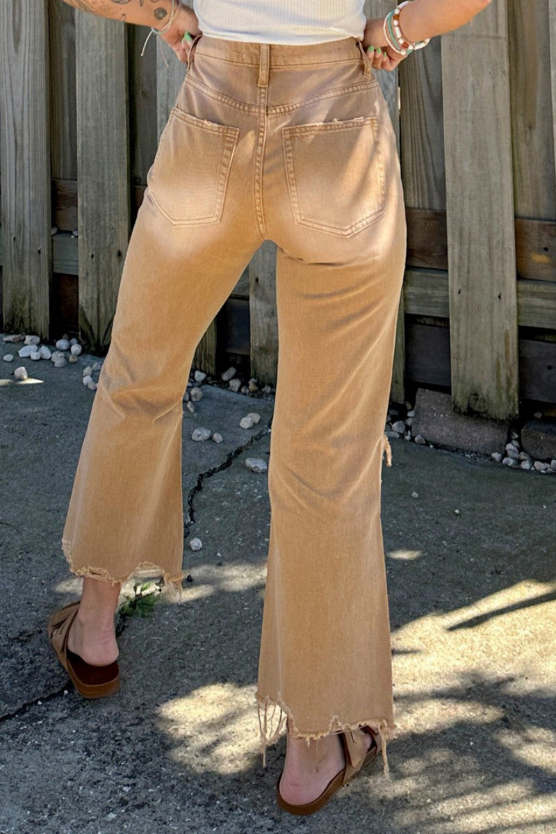 Vaqueros de mezclilla regulares de cintura alta con parches rotos y sólidos casuales