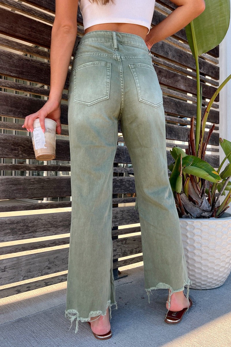 Vaqueros de mezclilla regulares de cintura alta con parches rotos y sólidos casuales