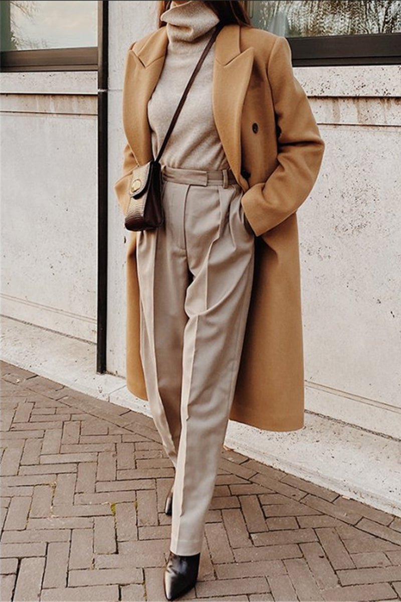 Prenda exterior elegante de estilo británico con botones sólidos y cuello vuelto