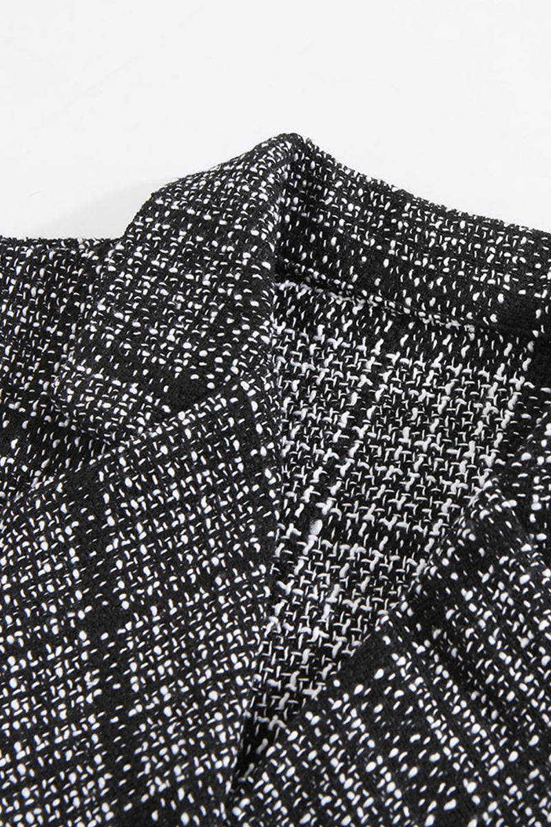 Vestidos elegantes de celebridades con falda y cuello vuelto a cuadros y patchwork