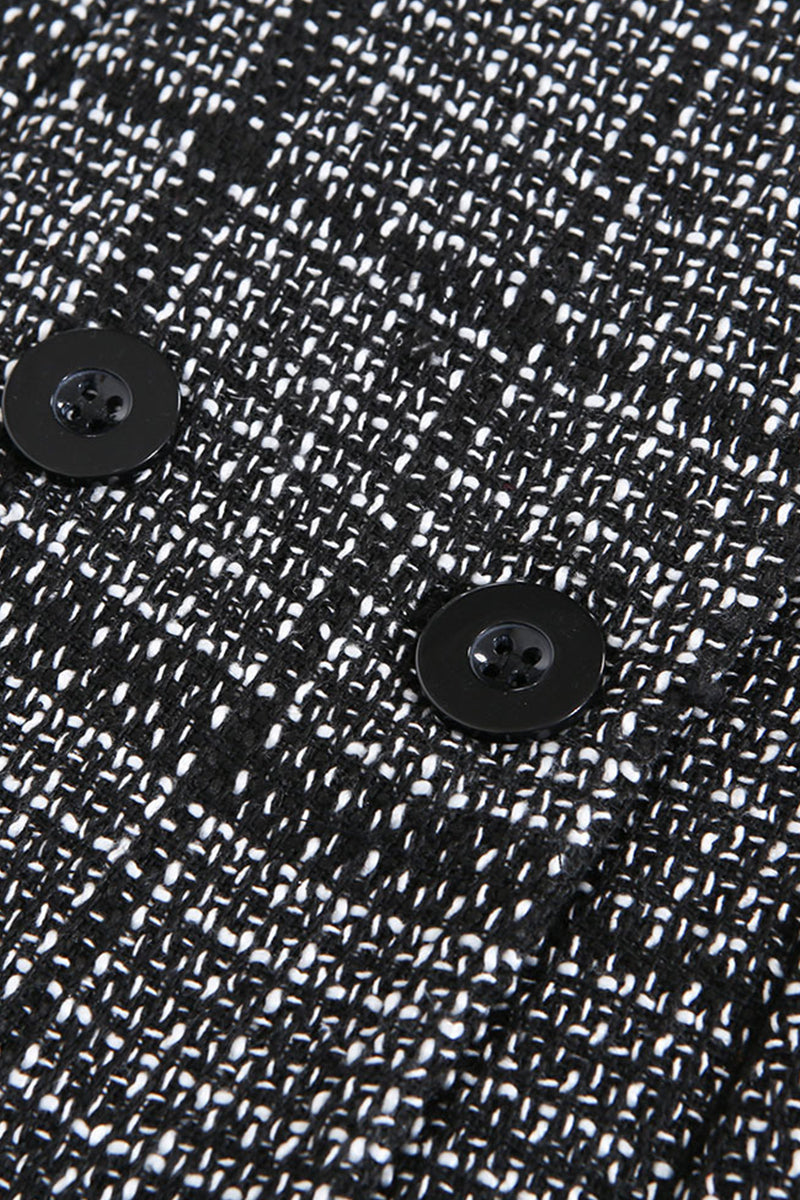 Vestidos elegantes de celebridades con falda y cuello vuelto a cuadros y patchwork