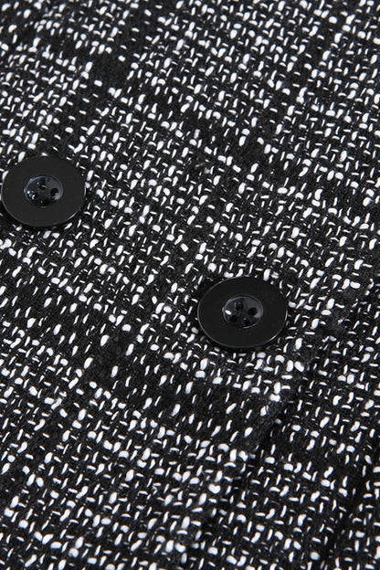 Vestidos elegantes de celebridades con falda y cuello vuelto a cuadros y patchwork