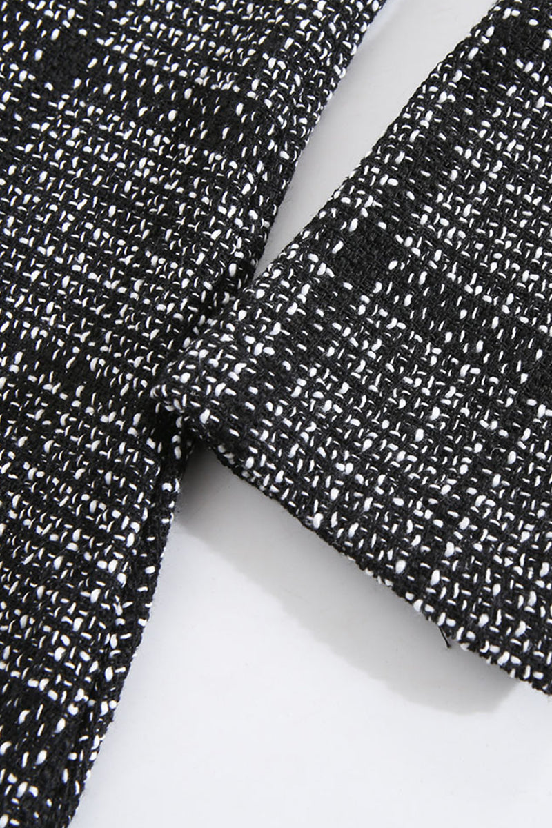 Vestidos elegantes de celebridades con falda y cuello vuelto a cuadros y patchwork