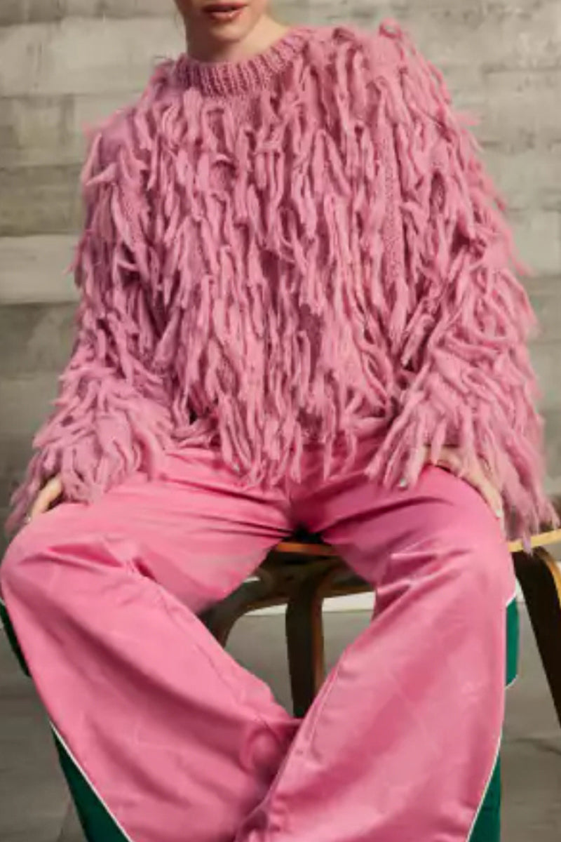 Blusa elegante de estilo británico con borlas lisas y cuello redondo (5 colores)