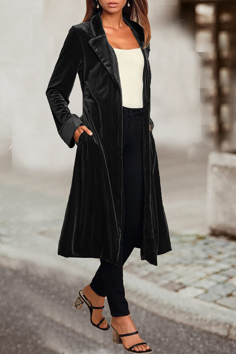 Elegante abrigo de estilo británico con cuello vuelto y bolsillos lisos (4 colores)