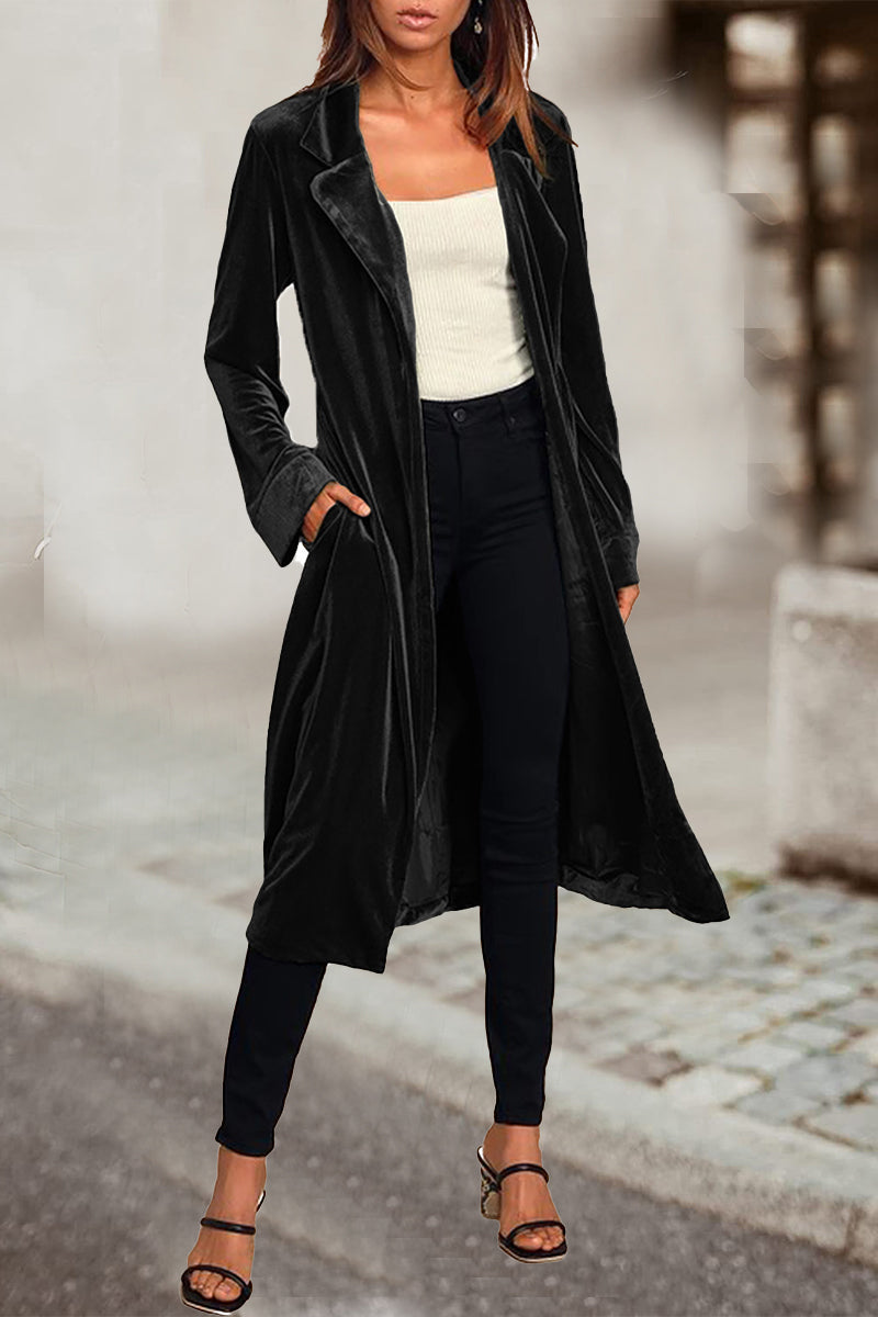 Elegante abrigo de estilo británico con cuello vuelto y bolsillos lisos (4 colores)