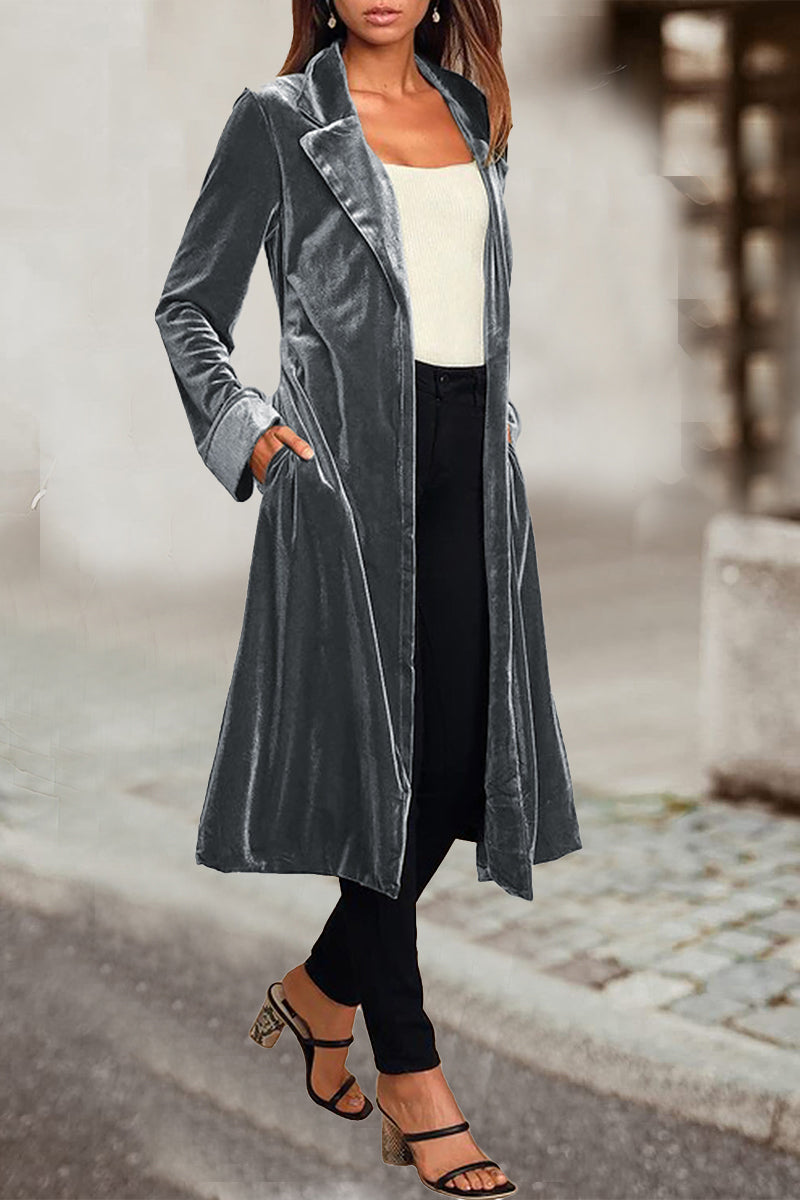 Elegante abrigo de estilo británico con cuello vuelto y bolsillos lisos (4 colores)