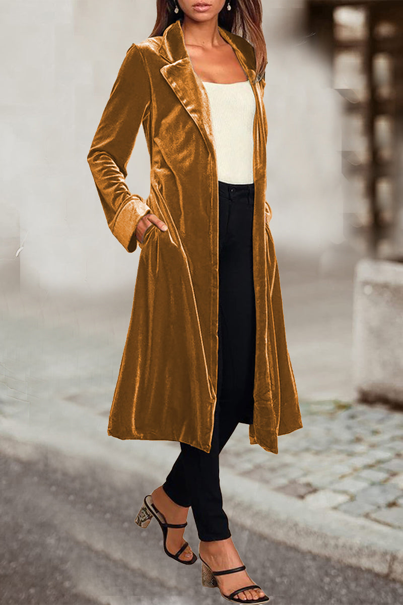 Elegante abrigo de estilo británico con cuello vuelto y bolsillos lisos (4 colores)