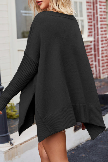 Tops casuales sencillos con escote en V y abertura en un solo color (5 colores)