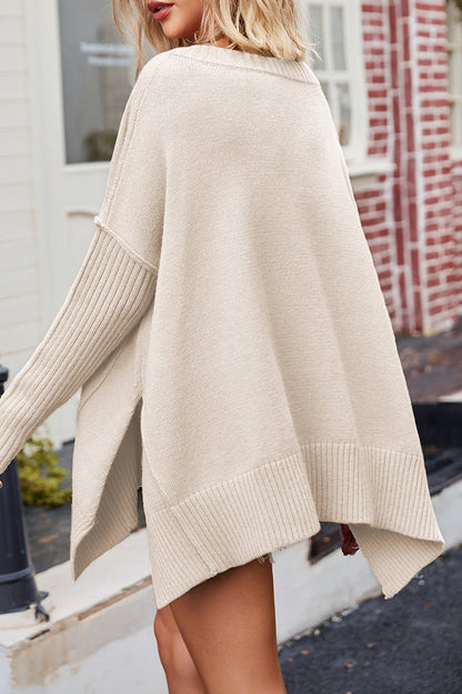 Tops casuales sencillos con escote en V y abertura en un solo color (5 colores)