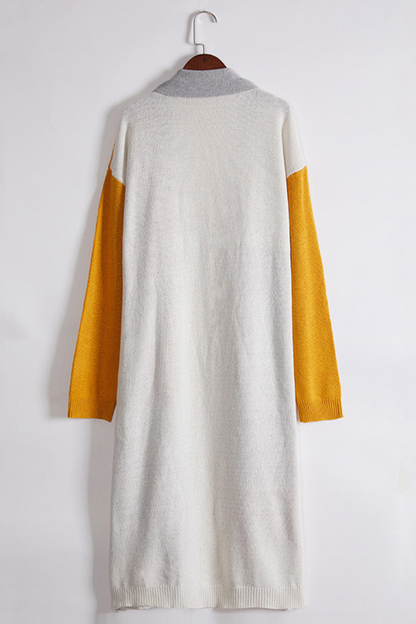 Cárdigan informal con cuello patchwork y bloques de color