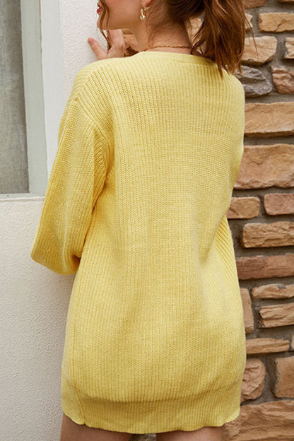 Prendas de abrigo informales con cuello en V y botones lisos (7 colores)