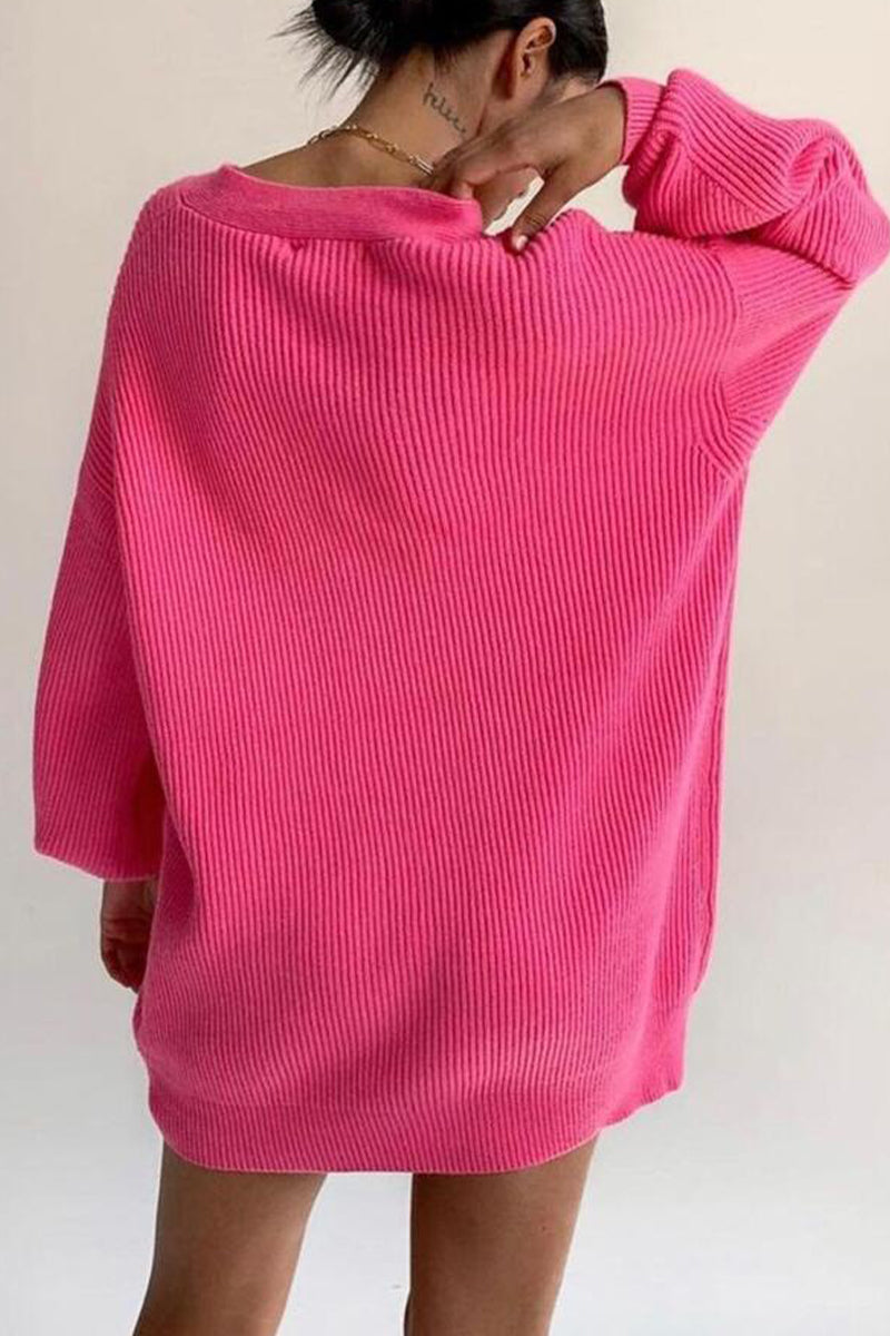 Prendas de abrigo informales con cuello en V y botones lisos (7 colores)