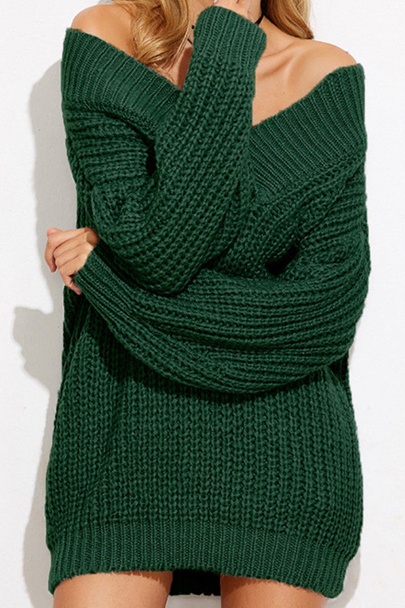 Suéteres sexys casuales de patchwork sólido con cuello en V (3 colores)