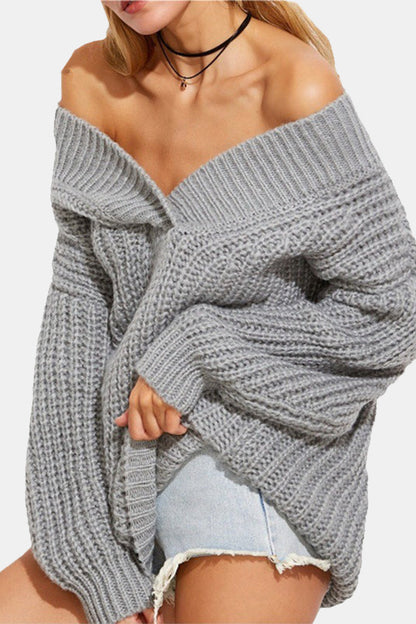 Suéteres sexys casuales de patchwork sólido con cuello en V (3 colores)