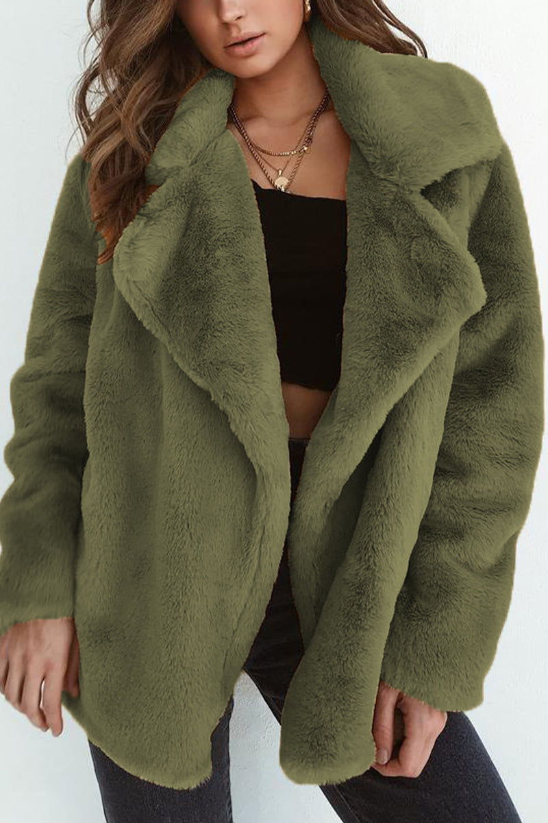 Casual Solid Patchwork Turndown Collar Outerwear(7 Colors)
