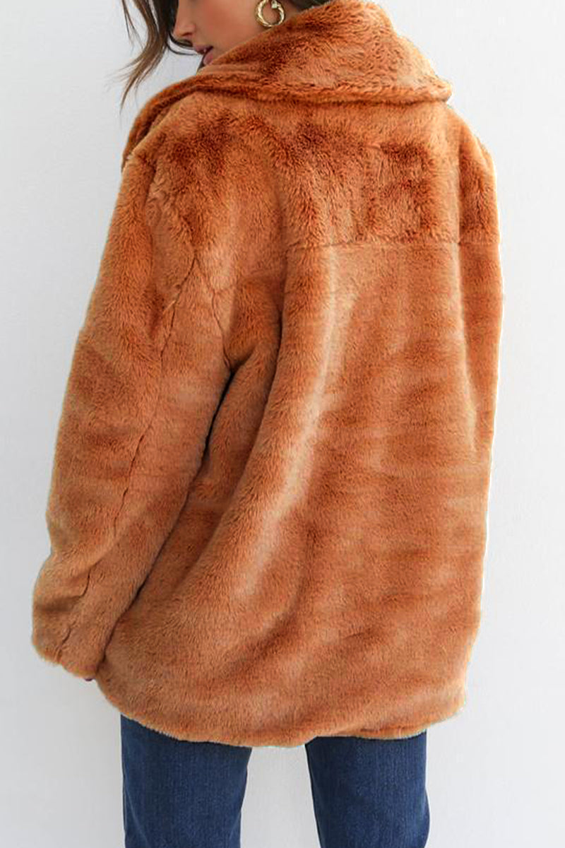 Casual Solid Patchwork Turndown Collar Outerwear