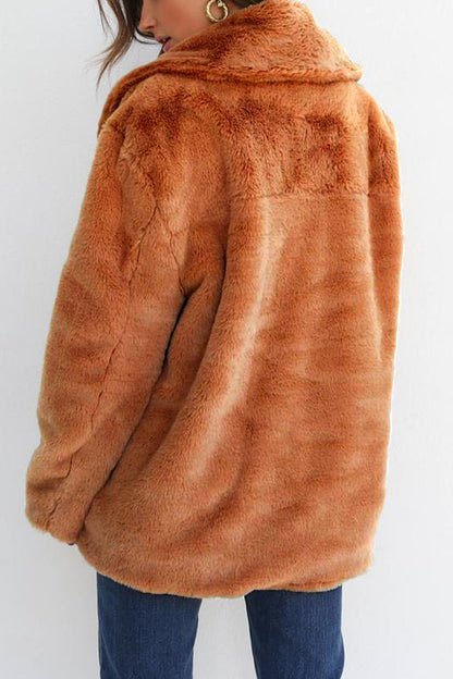 Casual Solid Patchwork Turndown Collar Outerwear