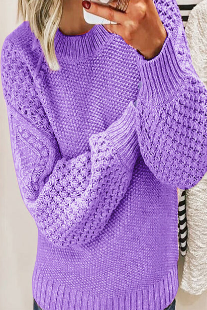 Tops casuales de cuello redondo con parches sólidos (5 colores)